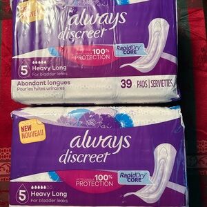 2 packs of Always Discreet Heavy Long Pads